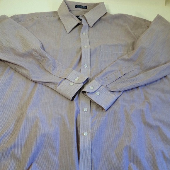 615 Wrinkle Free Brand Long Sleeve Purple/Plum Striped Dress Shirt Sz 17.5 34/35 - Picture 6 of 12